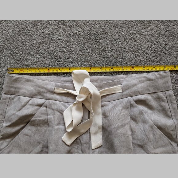 Aritzia Wilfred Allant Cropped Linen Blend Trousers with silk tie, Ashen, Size 2 - Picture 3 of 9